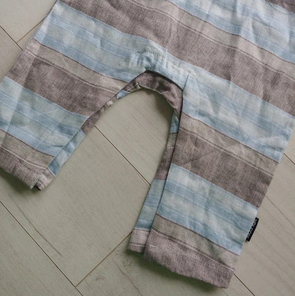 Volcom Blue and Gray Striped baby romper - Picture 3 of 9